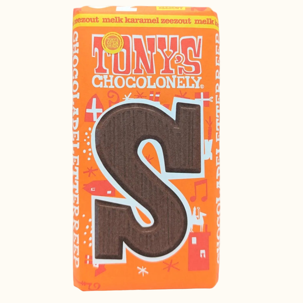Tony's Chocolonely Milk Chocolate Letters Caramel Seasalt S 90g