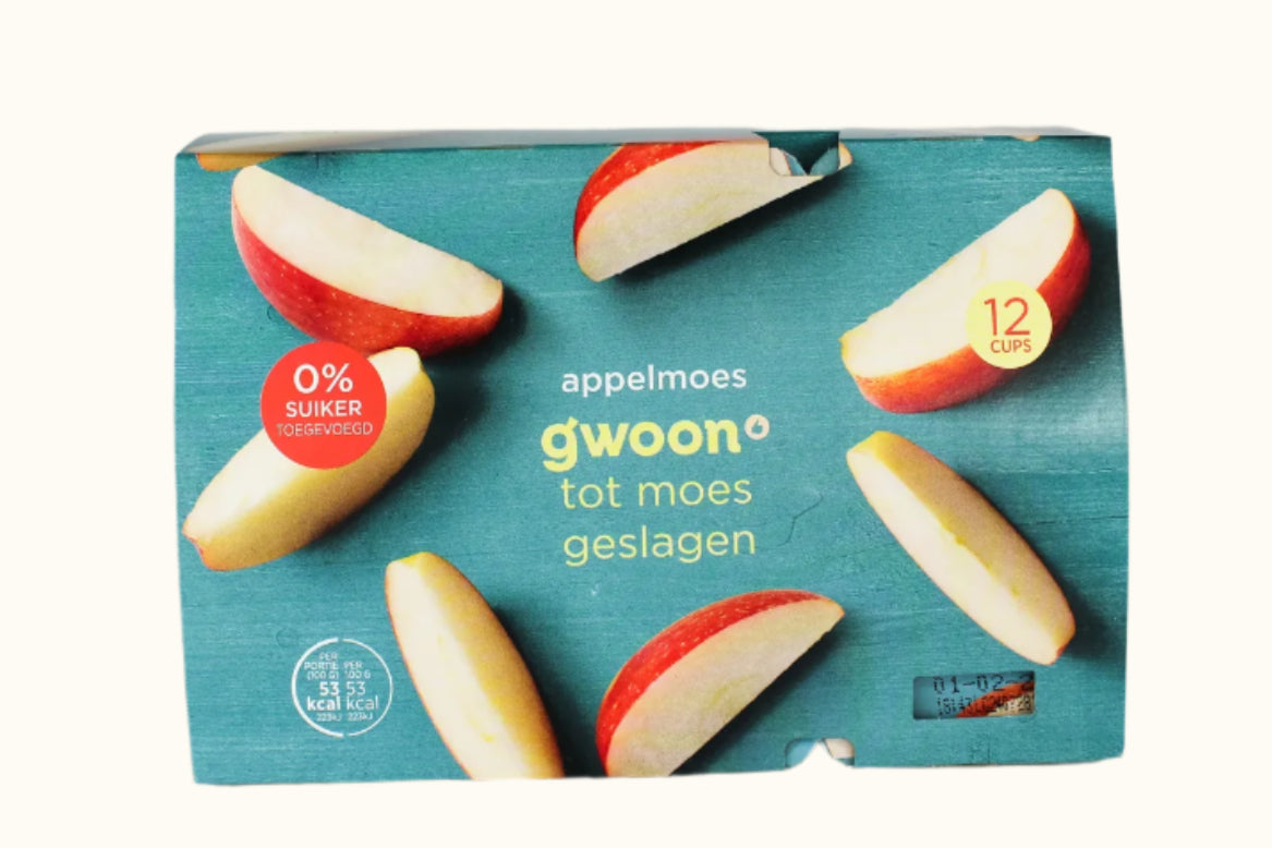 Compotes de pommes Gwoon en pots de 12 pots (1,2 kg)
