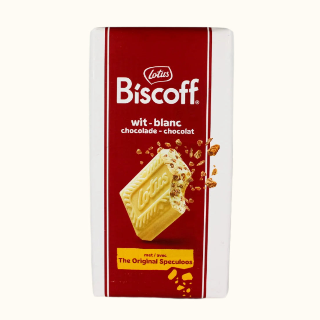Tablette de chocolat Lotus Biscoff grand format, spéculoos blanc, 180 g