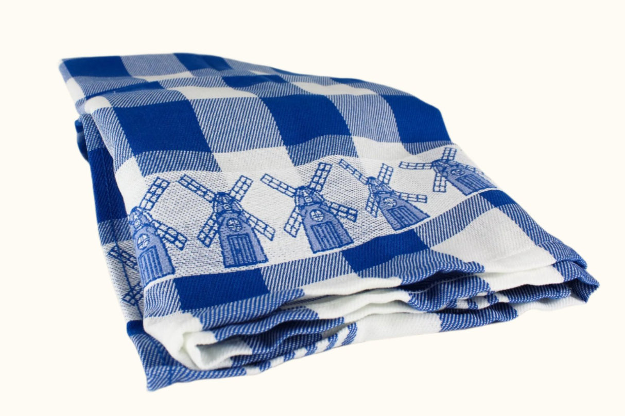 Twentse Damast Blue Dutch Windmill Tea Towel 60x65cm