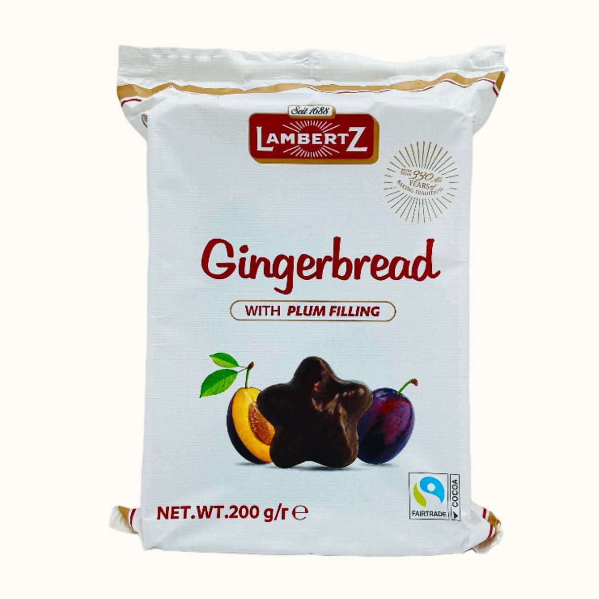 Lambertz peperkoek met pruimenvulling in chocolade 200 g