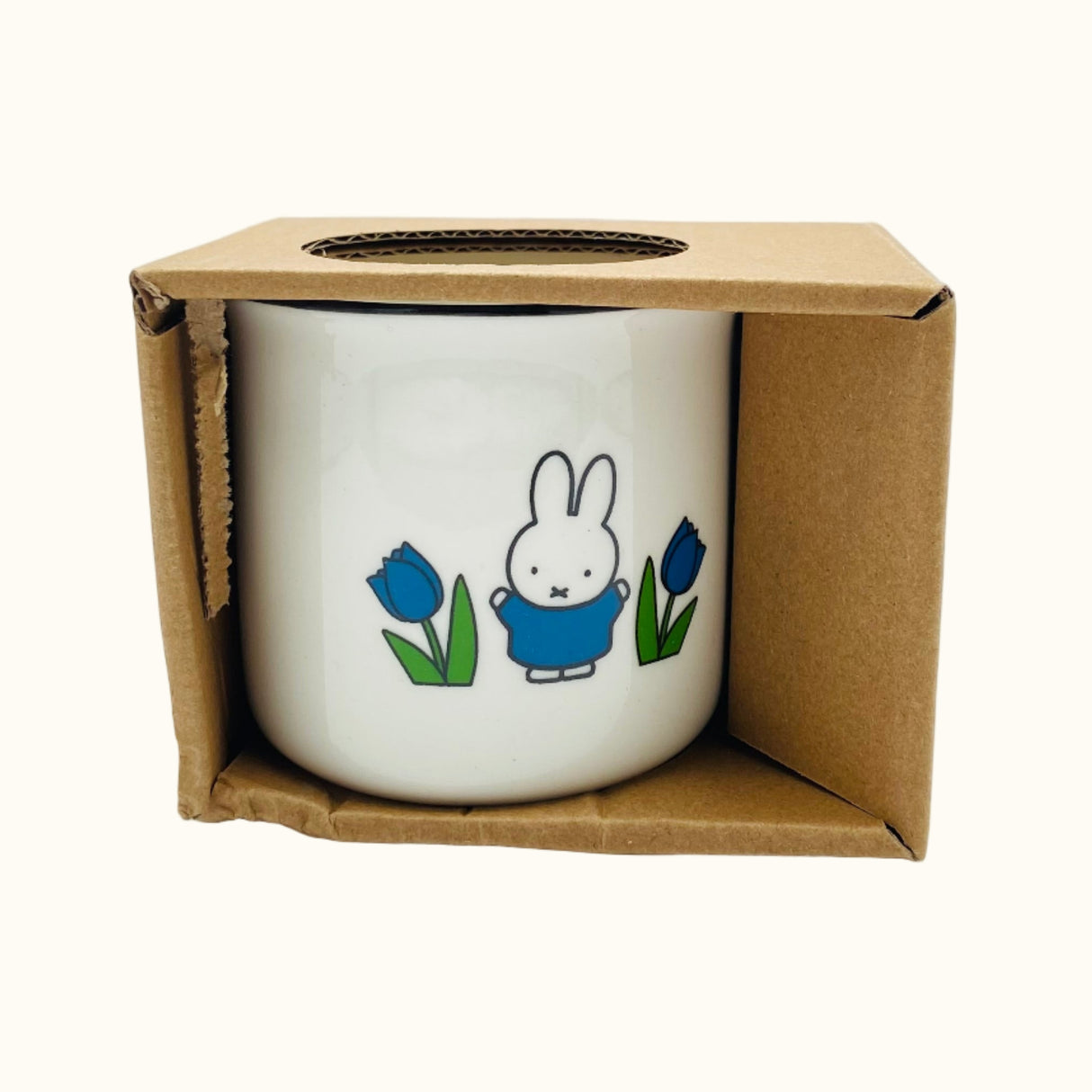 Mug rétro en céramique – Miffy et tulipes bleues