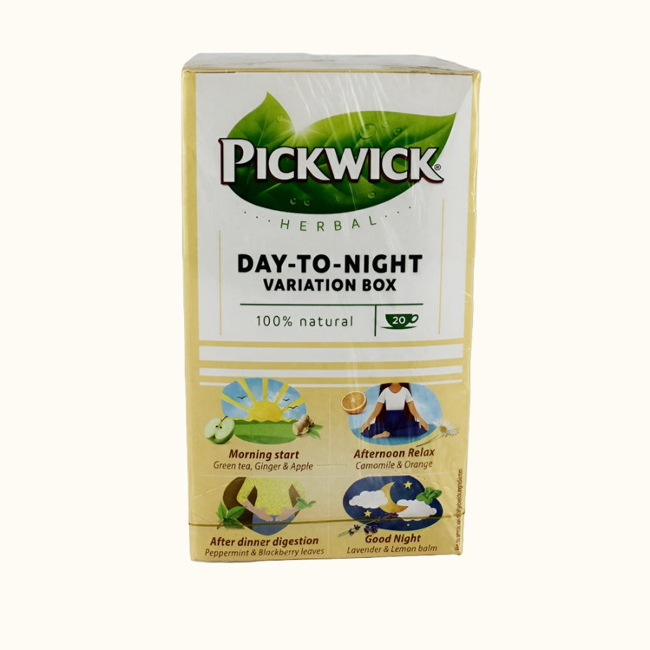 Coffret Pickwick Variation Herbal Jour et Nuit (Début de la journée, Détente de l'après-midi, Après le dîner, Bonne nuit) 20 sachets