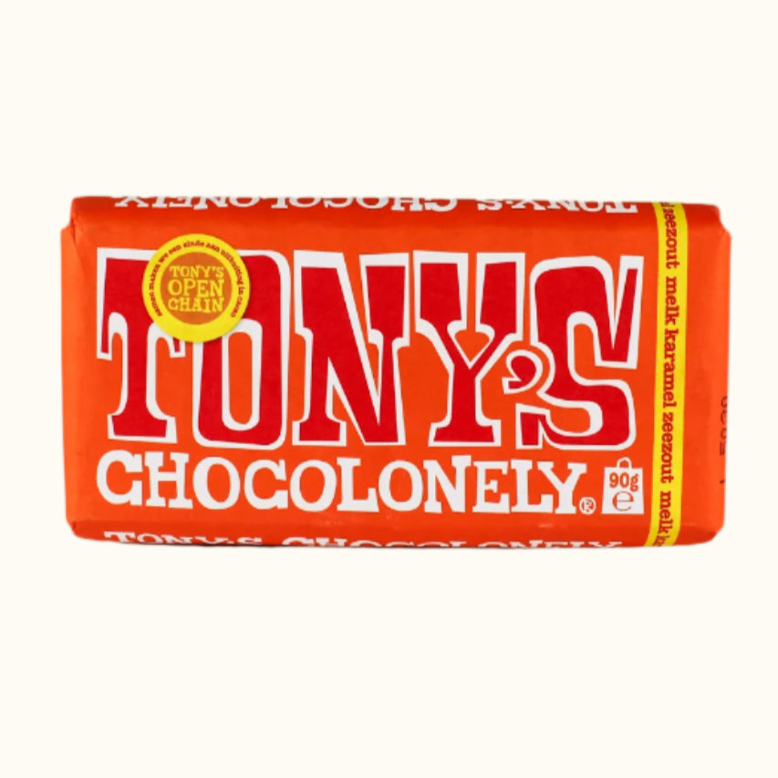 Chocolat au lait Tony's Chocolonely, caramel et sel de mer, 90 g
