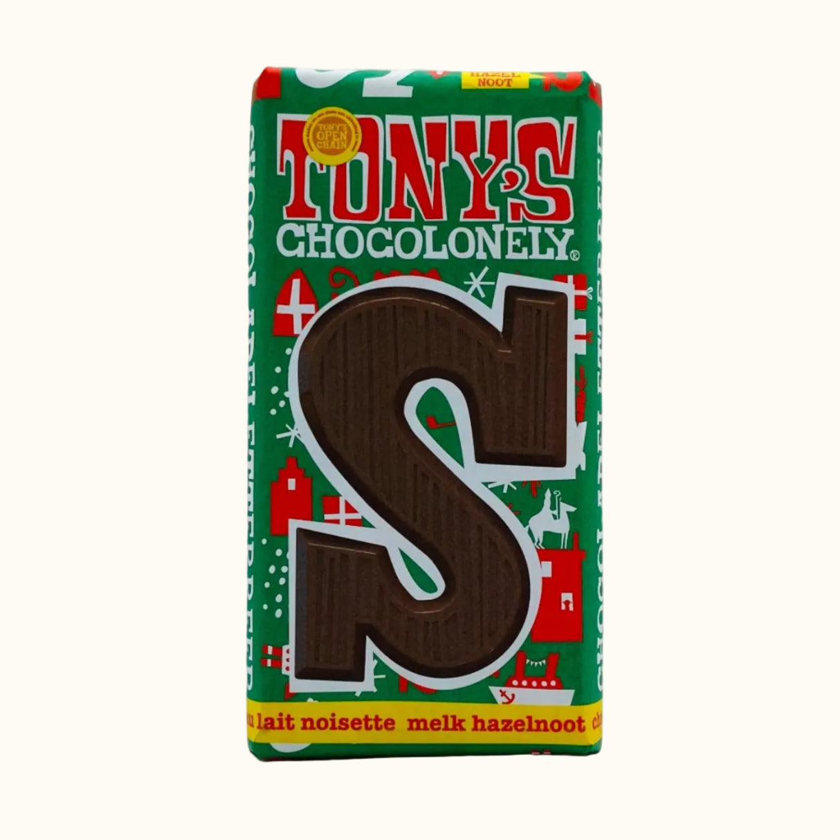 Lettres en chocolat au lait et noisettes Tony's Chocolonely, format S, 180 g