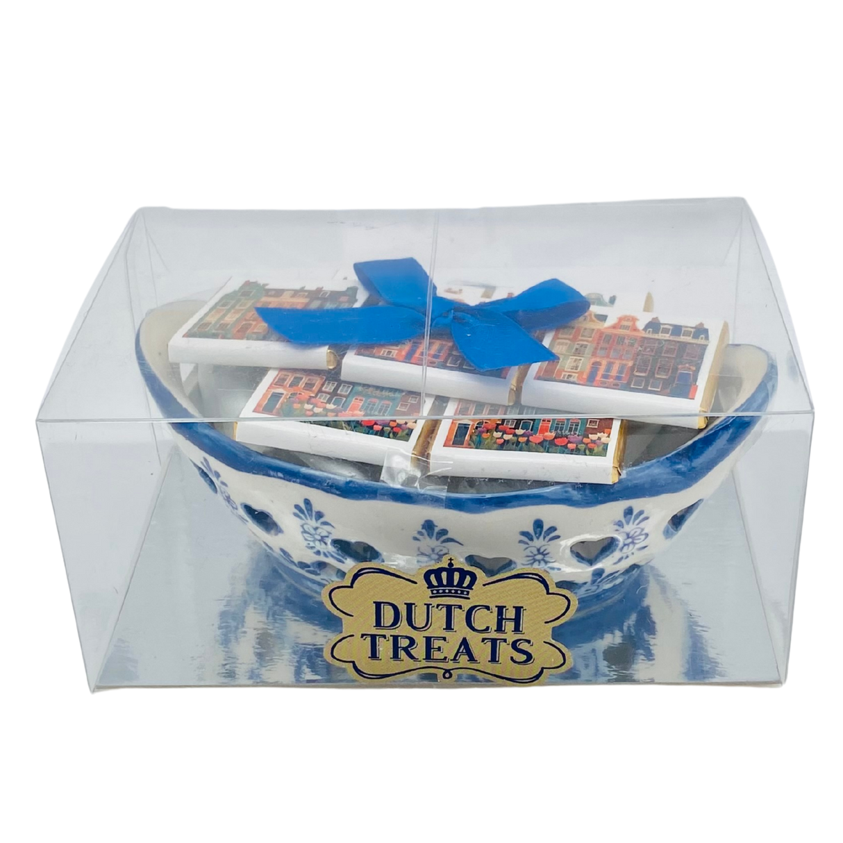 Panier bleu de Delft 13 cm avec chocolats