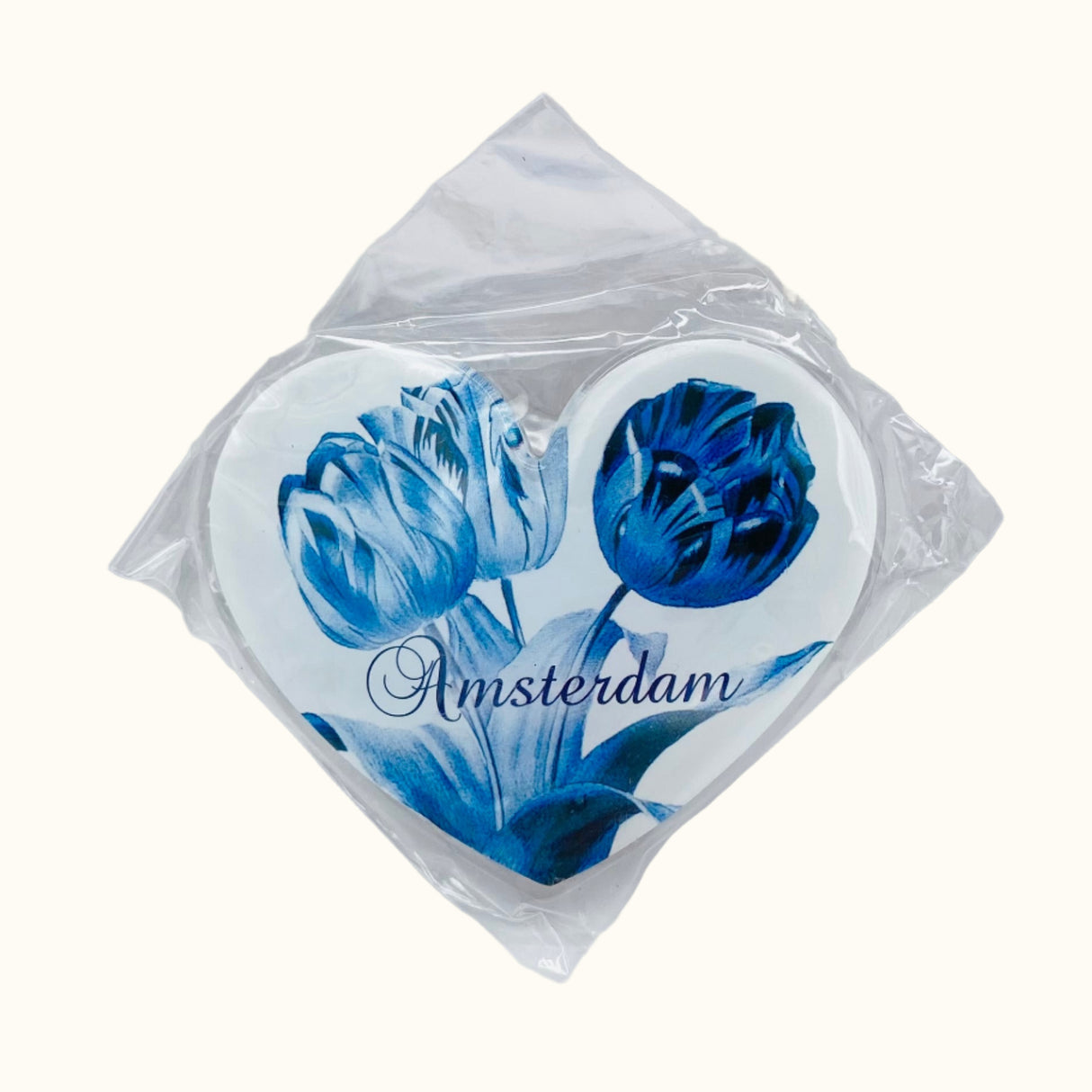 Aimant en forme de cœur – Tulipes Amsterdam Souvenir Bleu
