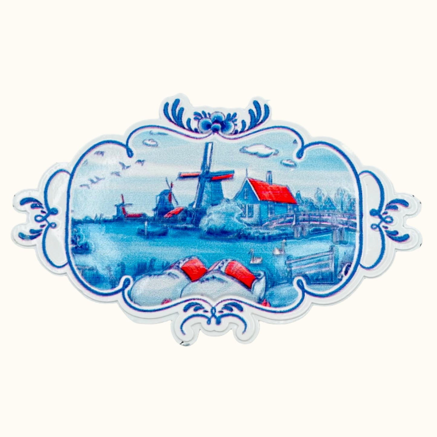 Delft Blue Mills & Clog Magnet