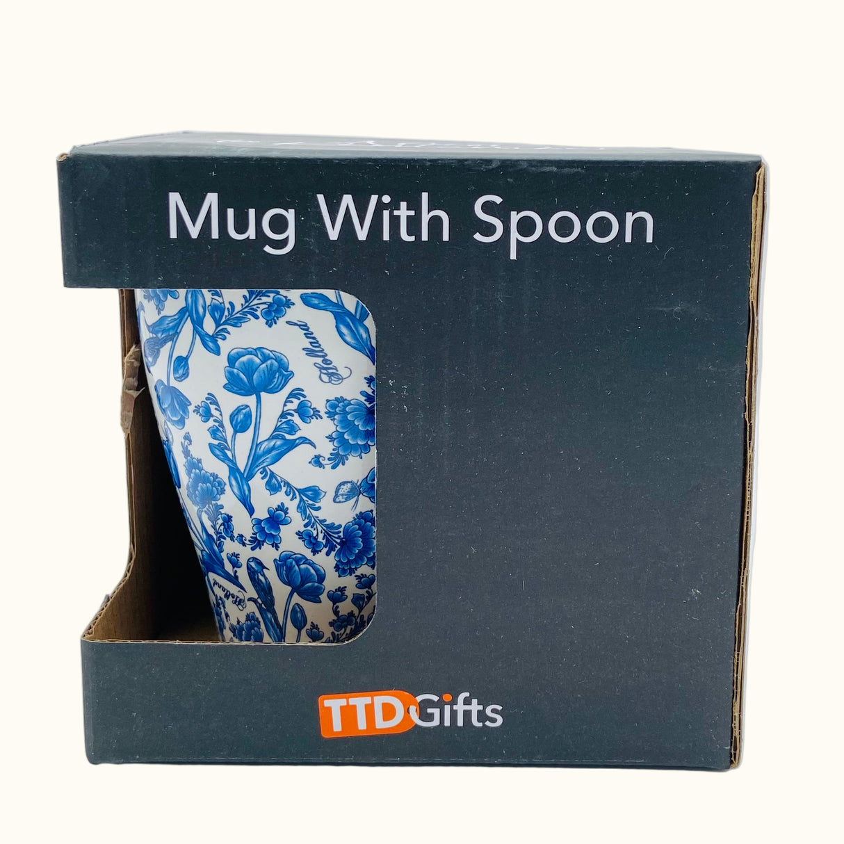 Mok met lepel, tulpen, Delfts blauw
