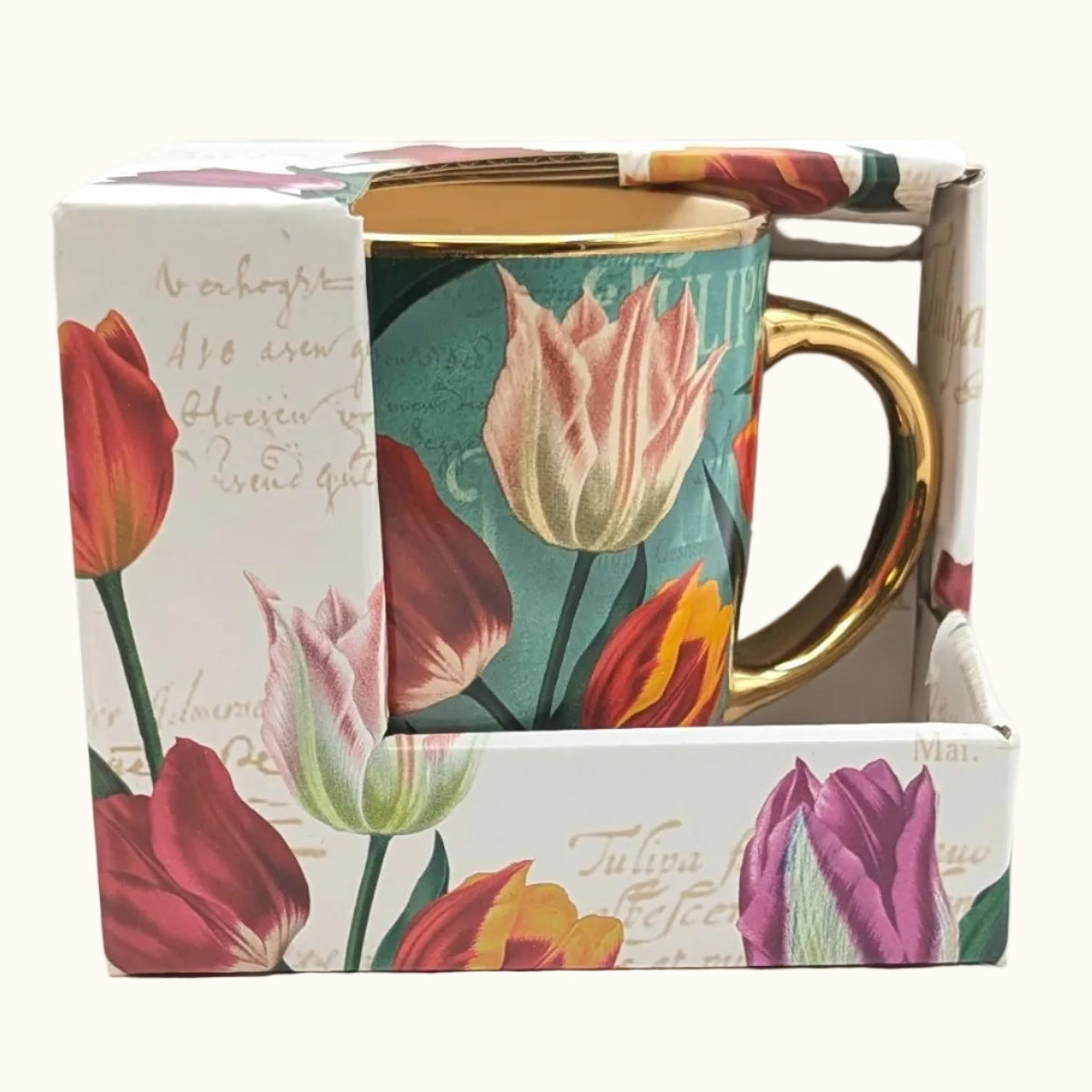 Mug Green 'Pretty Tulips'
