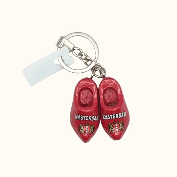 Dutch Groceries TWO Wooden Shoe Keychain