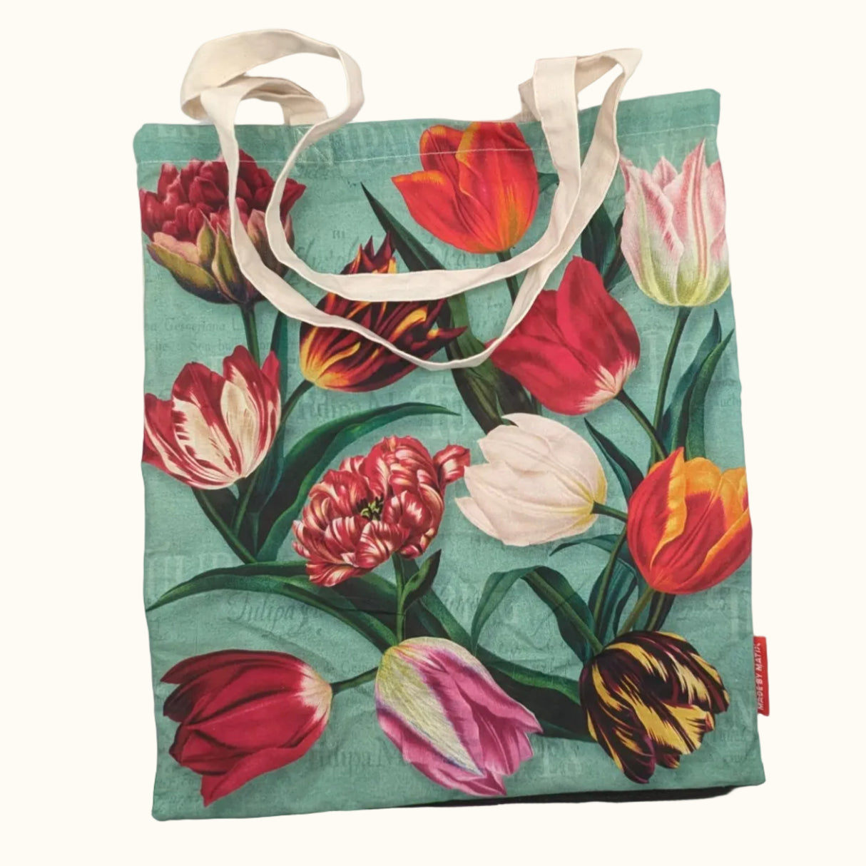 Cotton Bag Green 'Pretty Tulips'