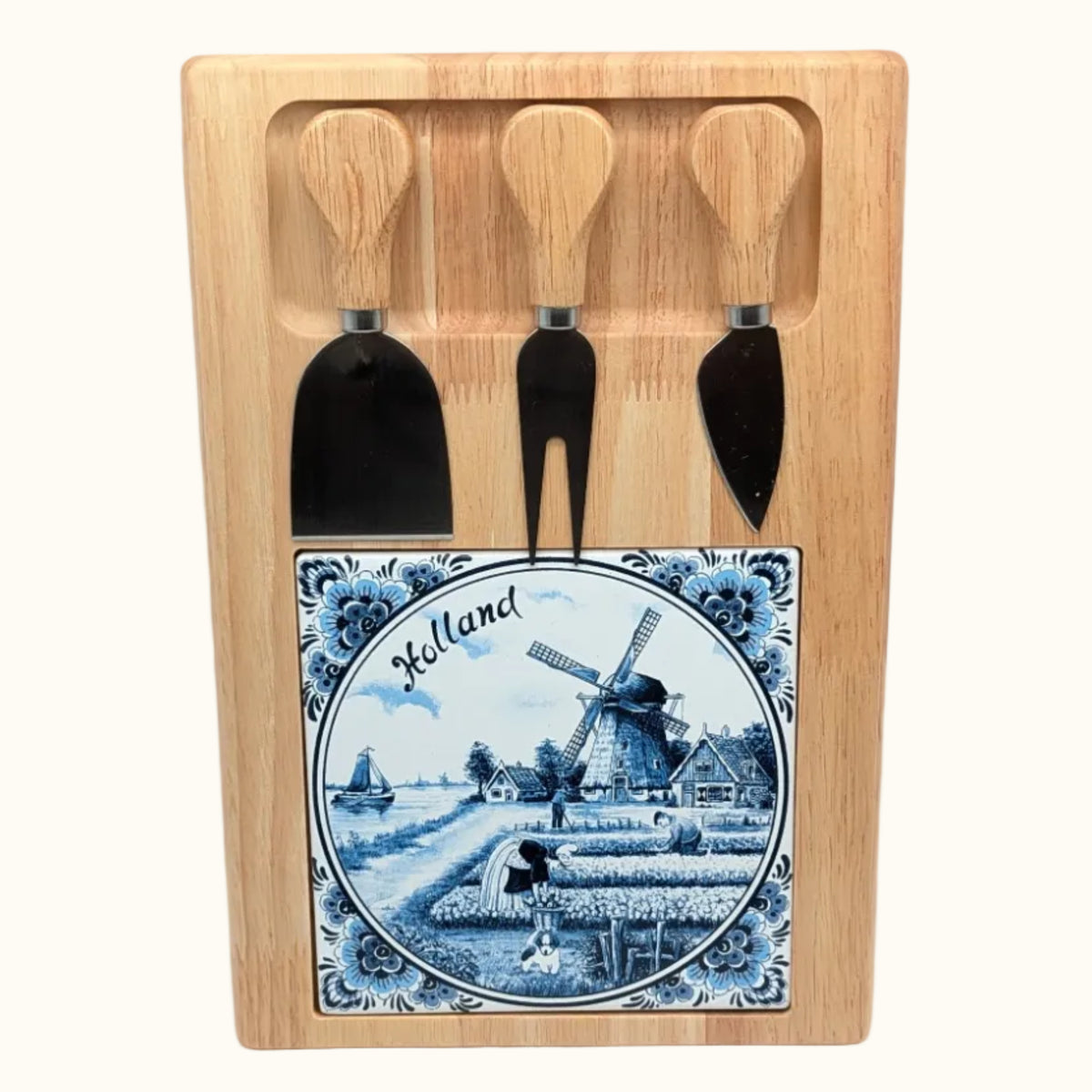 Cheese Board With Knives 20x30 cm Delft Blue Holland