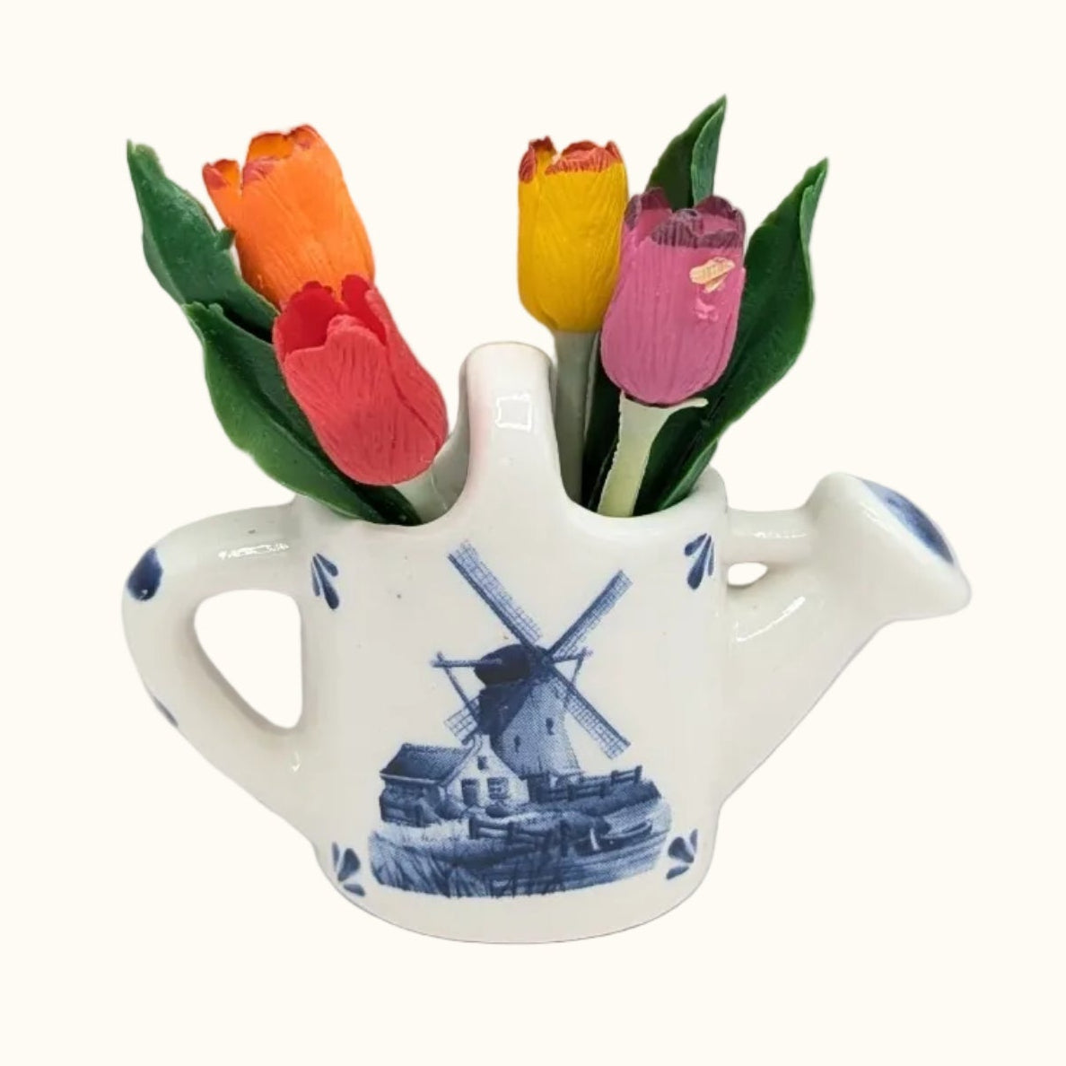 Ceramic Magnet Delft Blue Water Jug With Tulip