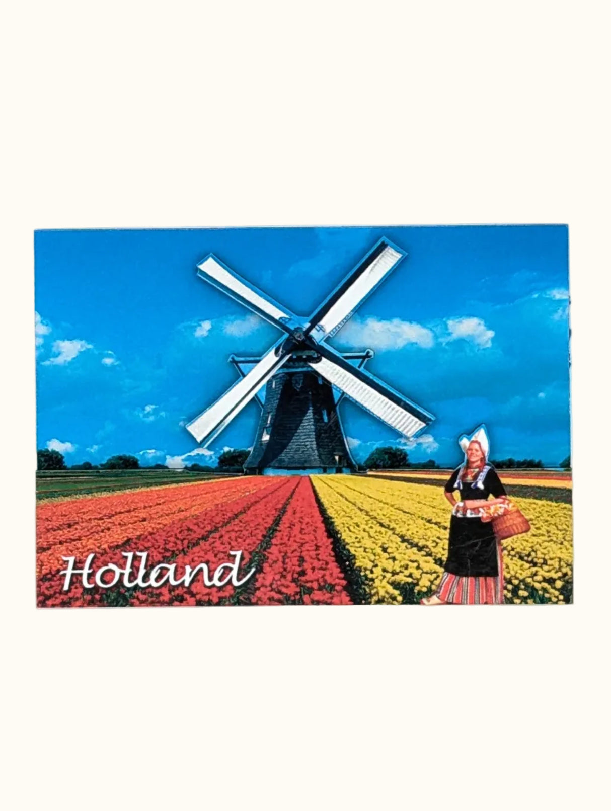 MDF Magnet Tulip Field With Windmill And Woman Holland