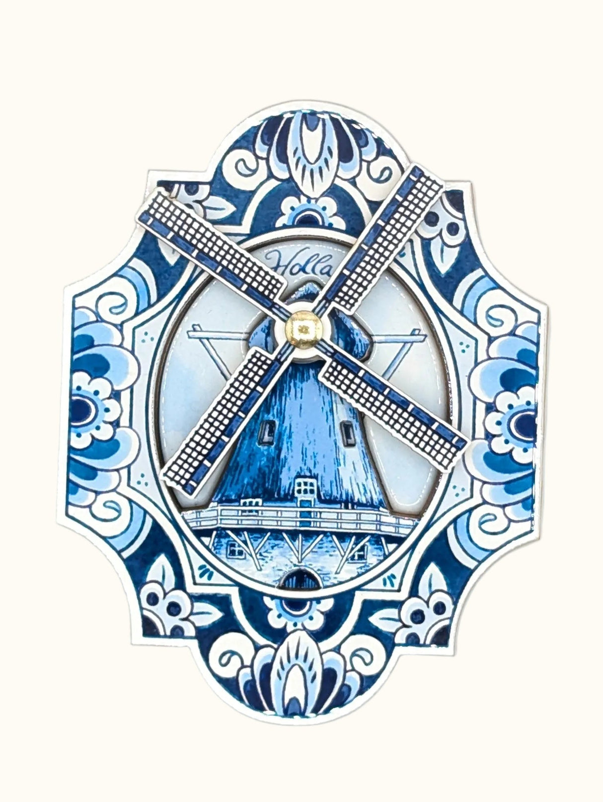 MDF Magnet Delft Blue Windmill Turning Sail Holland