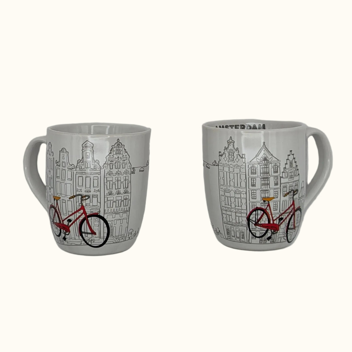 Set Of 2 Mugs Amsterdam Red Bike 8cm