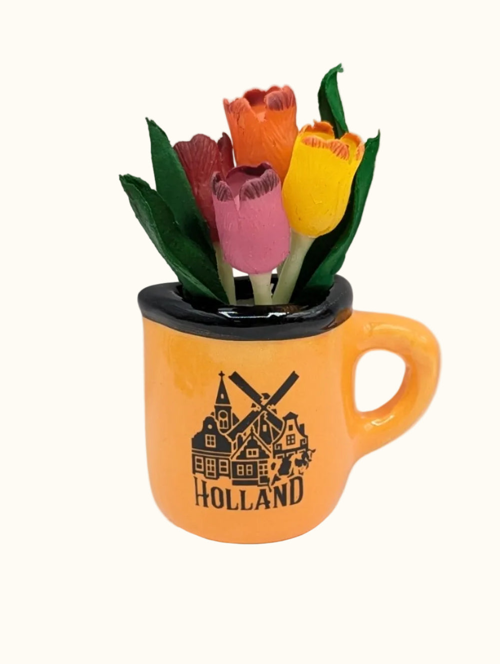 Ceramic Magnet Orange 'Camp Mug' With Tulip Holland