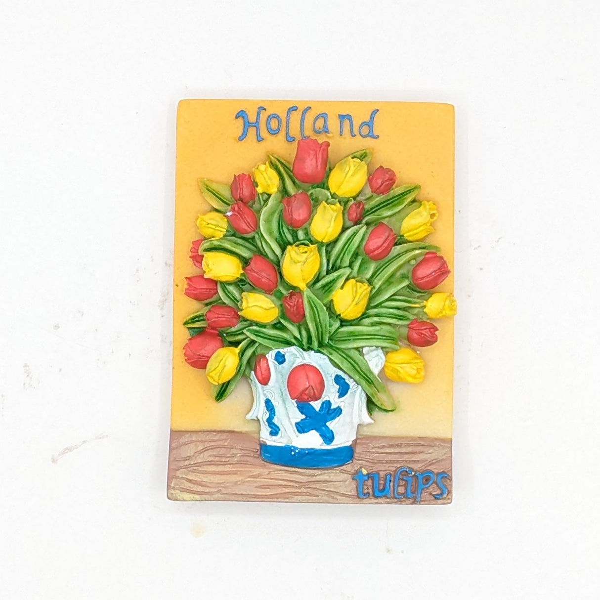 Polystone Magnet Yellow Tulips In Vase