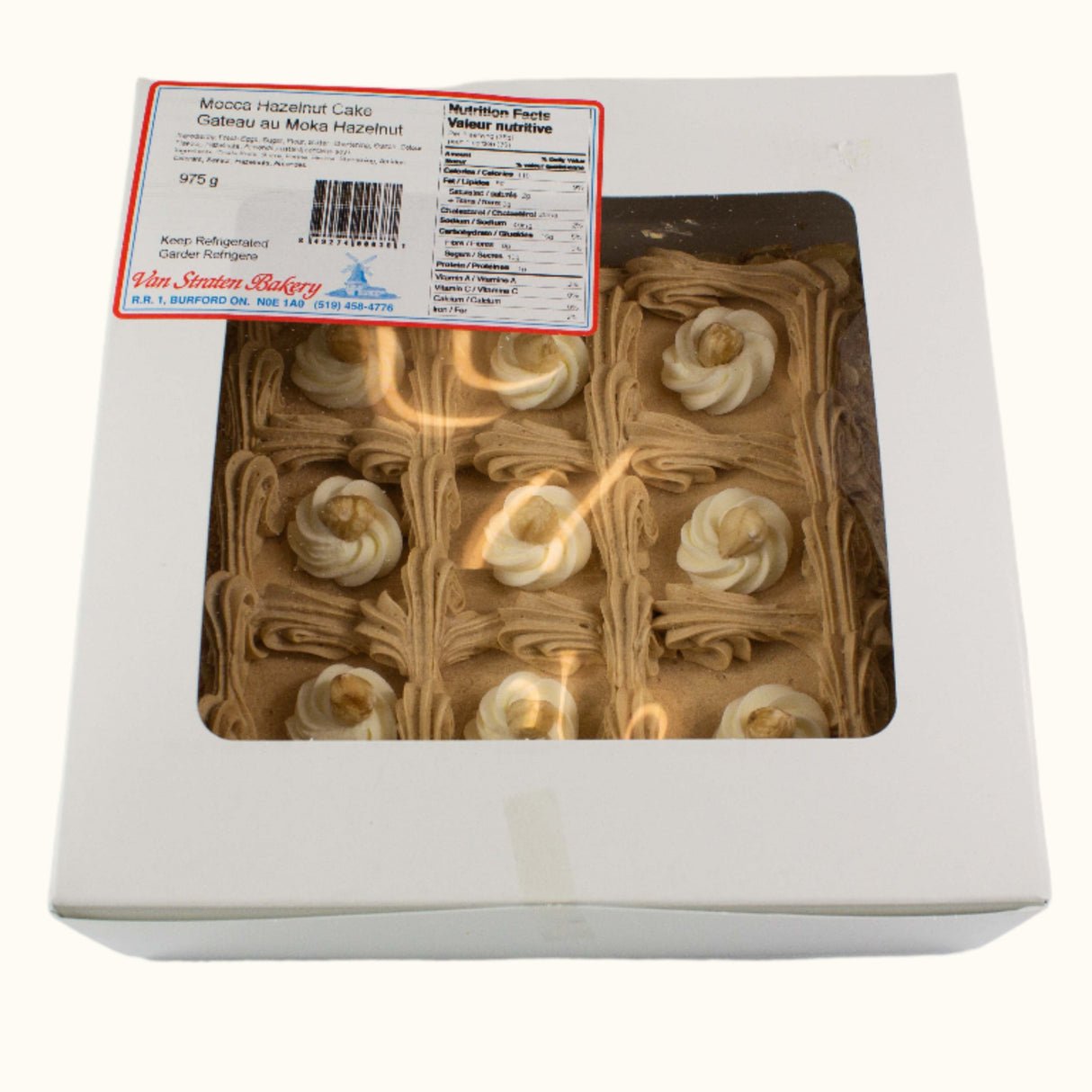 Van Straten Mocca Vierkante Hazelnoottaart 975g