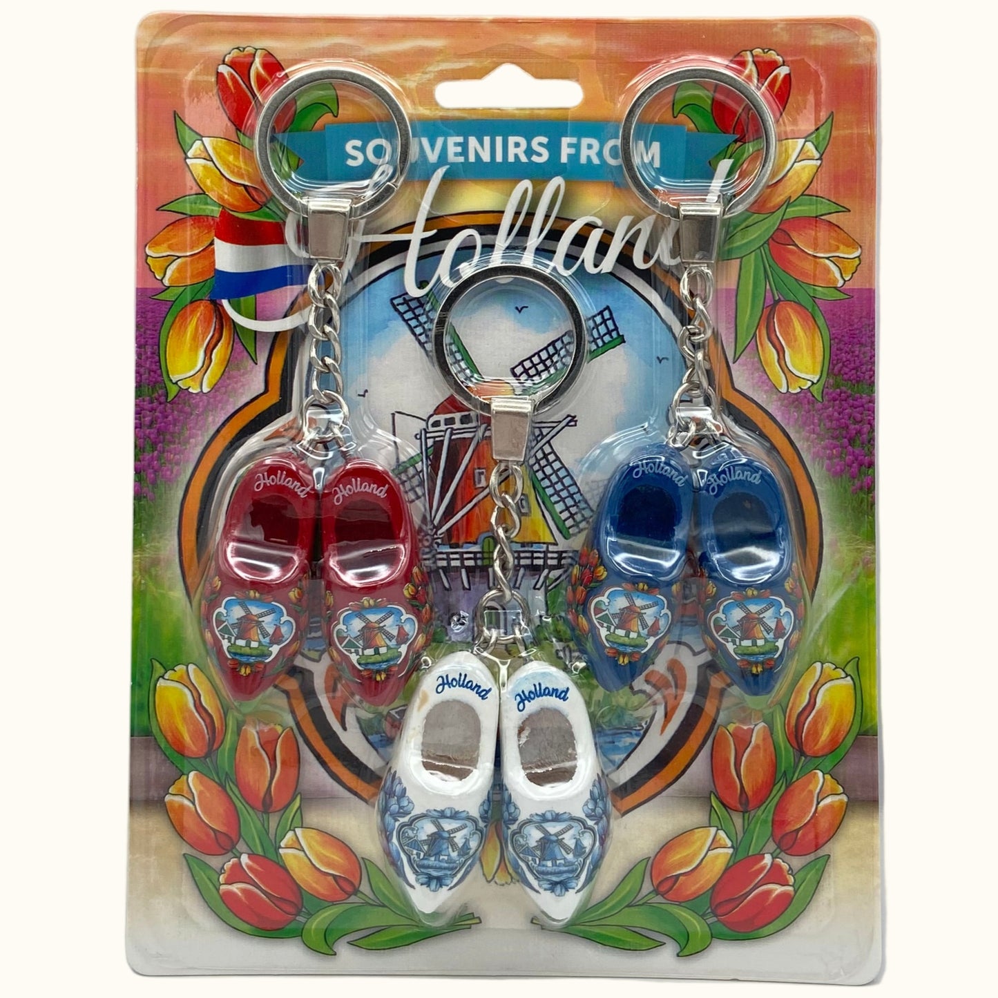 Wooden Clogs 3 Key Chains 4cm