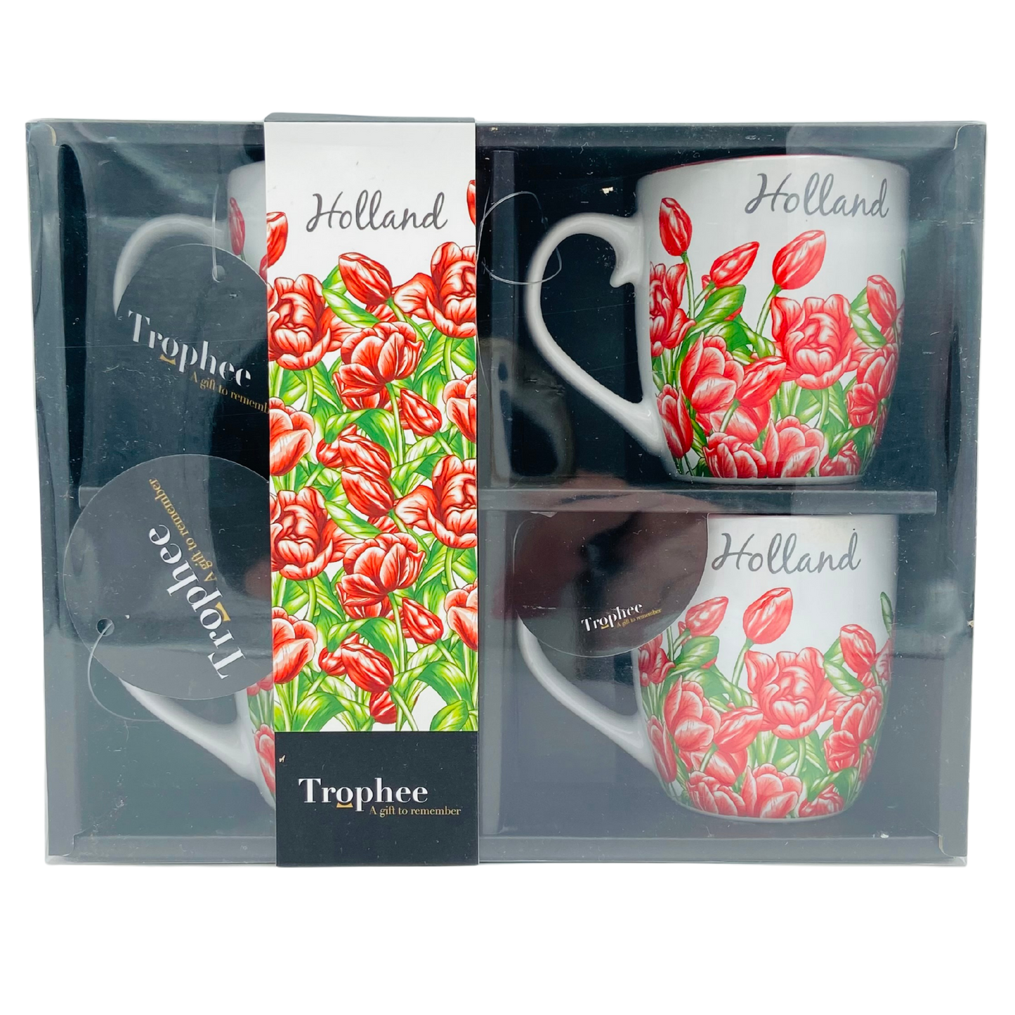 Set of 4 Mugs Little Tulips Red
