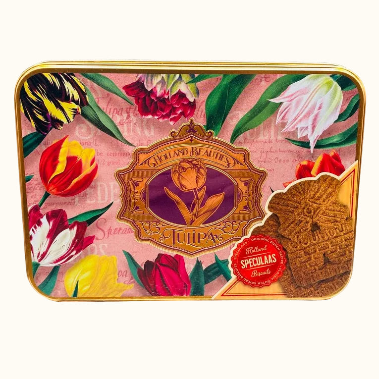 Speculaas Tin Pink 'Pretty Tulips' Incl. Speculaas Biscuits