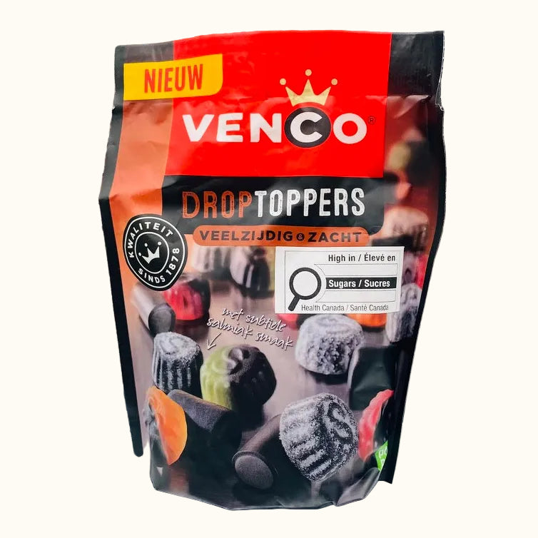 Venco DropToppers Soft Sweet with Salmiak Licorice (Veelzijdig en Zacht) 225g