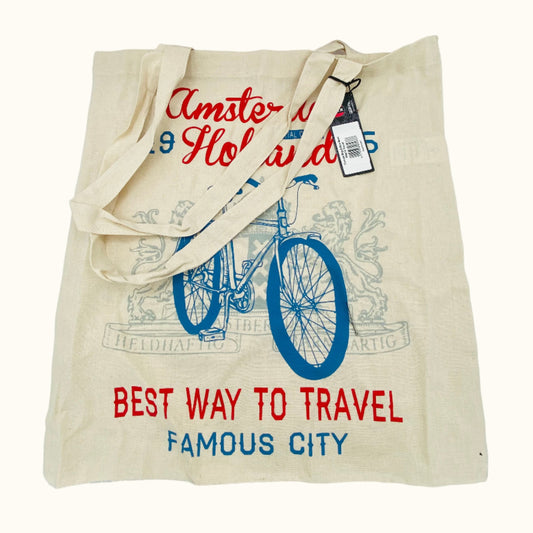 Canvas Bag Amsterdam “Best Way to Travel”