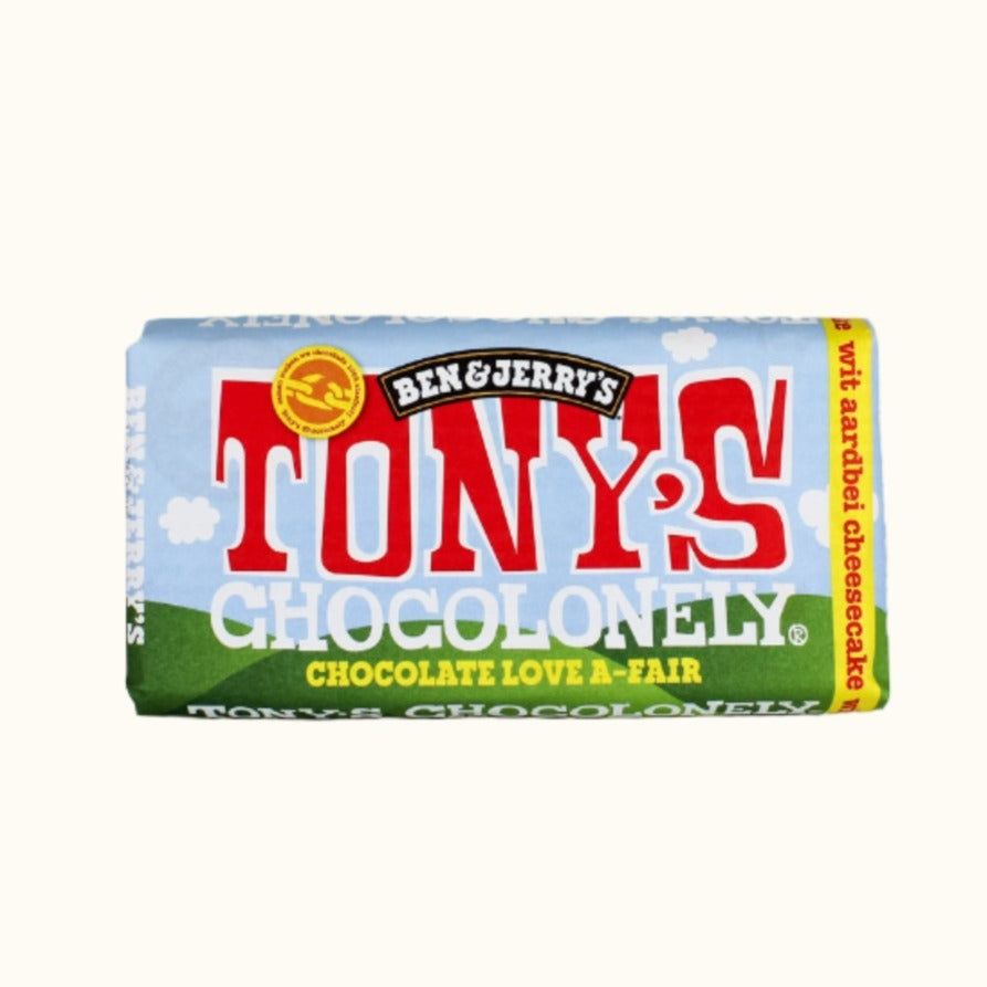 Tony's Chocolonely White Chocolate Strawberry Cheesecake 180g