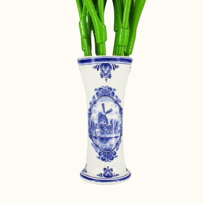 Dutch Groceries 9 tulipes 34 cm dans un vase bleu de Delft