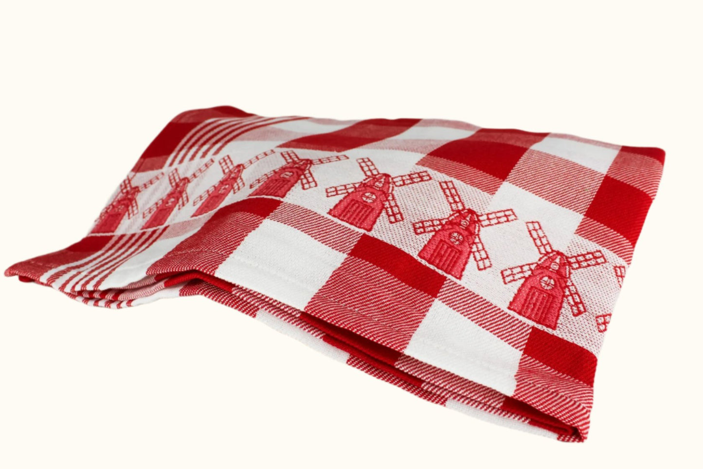 Twentse Damast Red Dutch Windmill Tea Towel 60x65cm