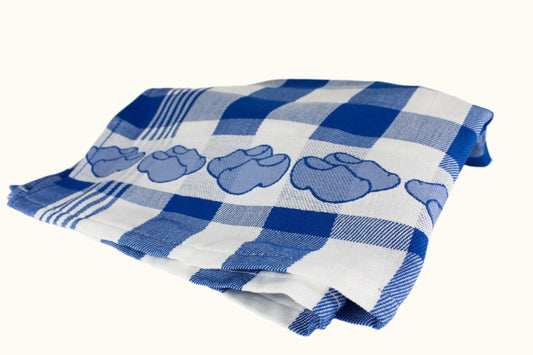 Twentse Damast Dutch Blue Wooden Shoe Tea Towel 60x65cm