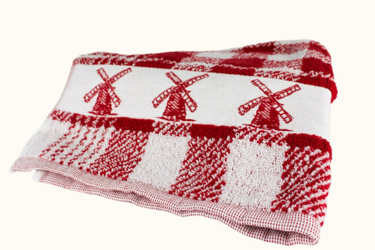 Twentse Damast Red Dutch Windmill Kitchen Towel 50x50cm