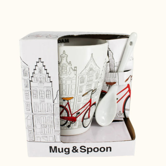 Mug and Spoon Amsterdam White Bike