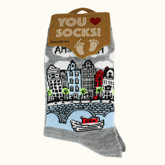 Sock Amsterdam Canal Gray (35-41 EURO SIZE)