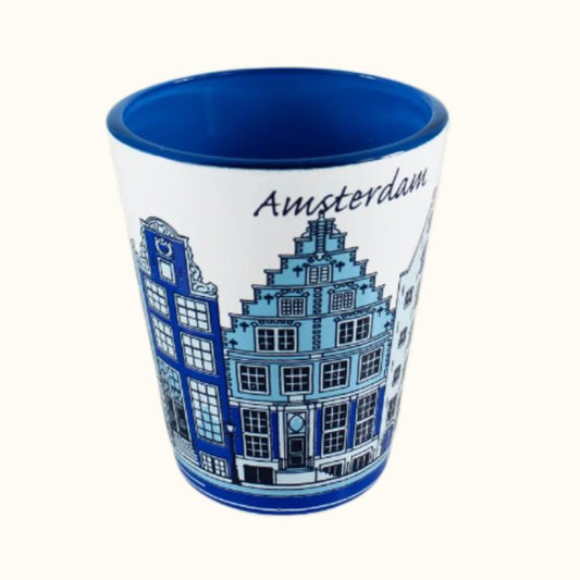 Shotglas Delft Blue Amsterdam Houses