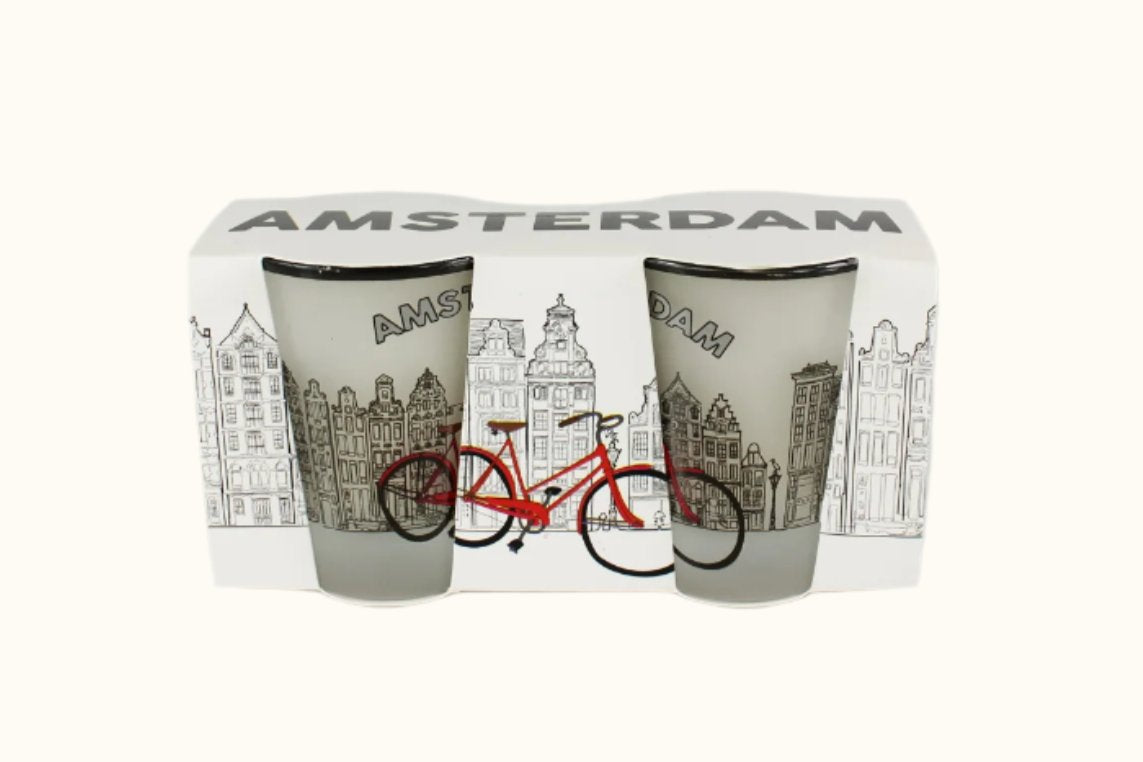 Shotglas Set Frosted Amsterdam Bikes