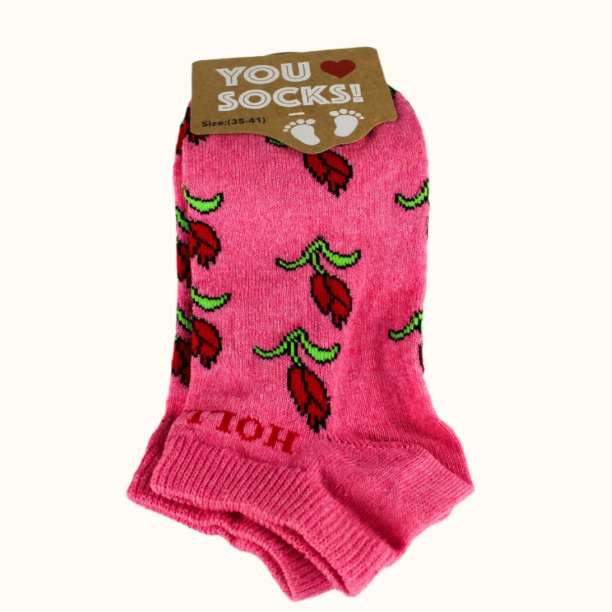 Ankle Sock Red Tulips Pink (35-41 EURO SIZE)