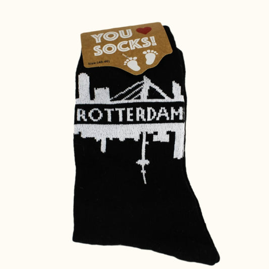 Sock Skyline Rotterdam Black on White (35-41 EURO SIZE)