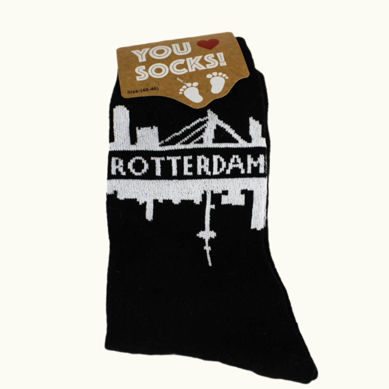 Sock Skyline Rotterdam White on Black (40-46 EURO SIZE)