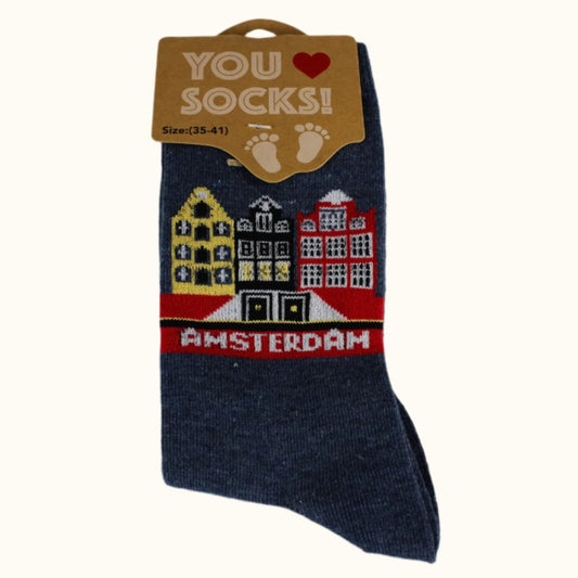 Sock Amsterdam Houses Blue (35-41 EURO SIZE)