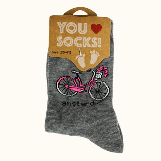 Sock Bicycles Flowers Pink (35-41 EURO SIZE)