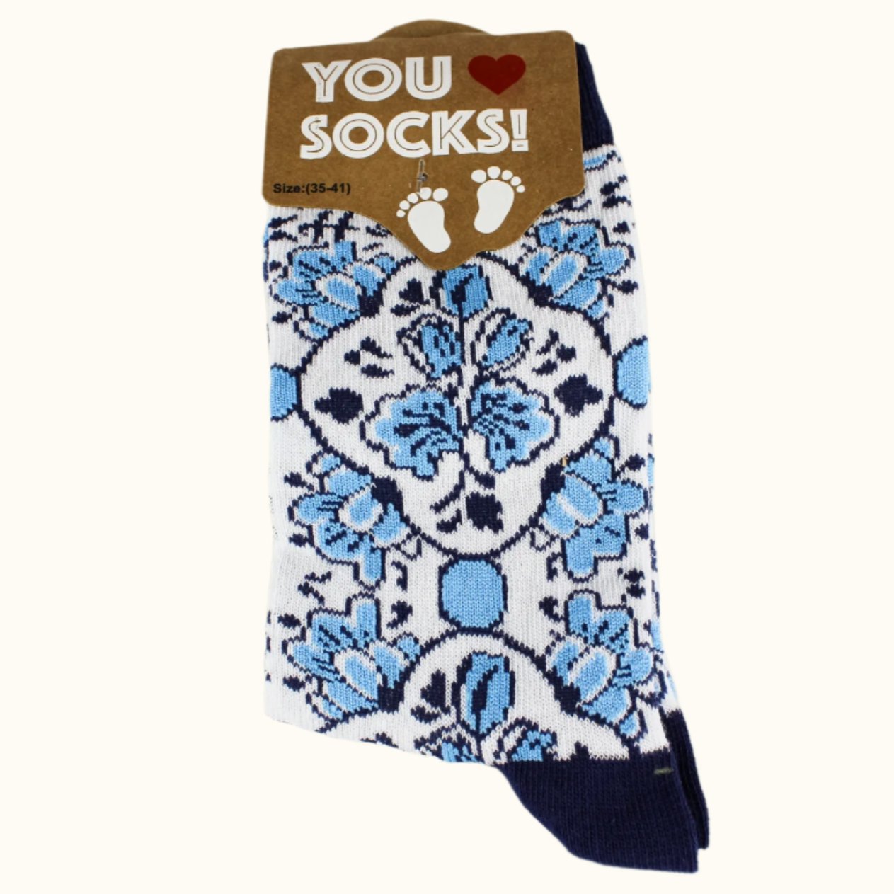 Sock Delft Blue Tulips (40-46 EURO SIZE)