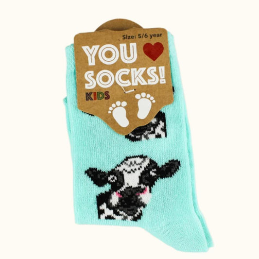 Sock Turquoise Cow 3/4 (21-27 EURO SIZE)