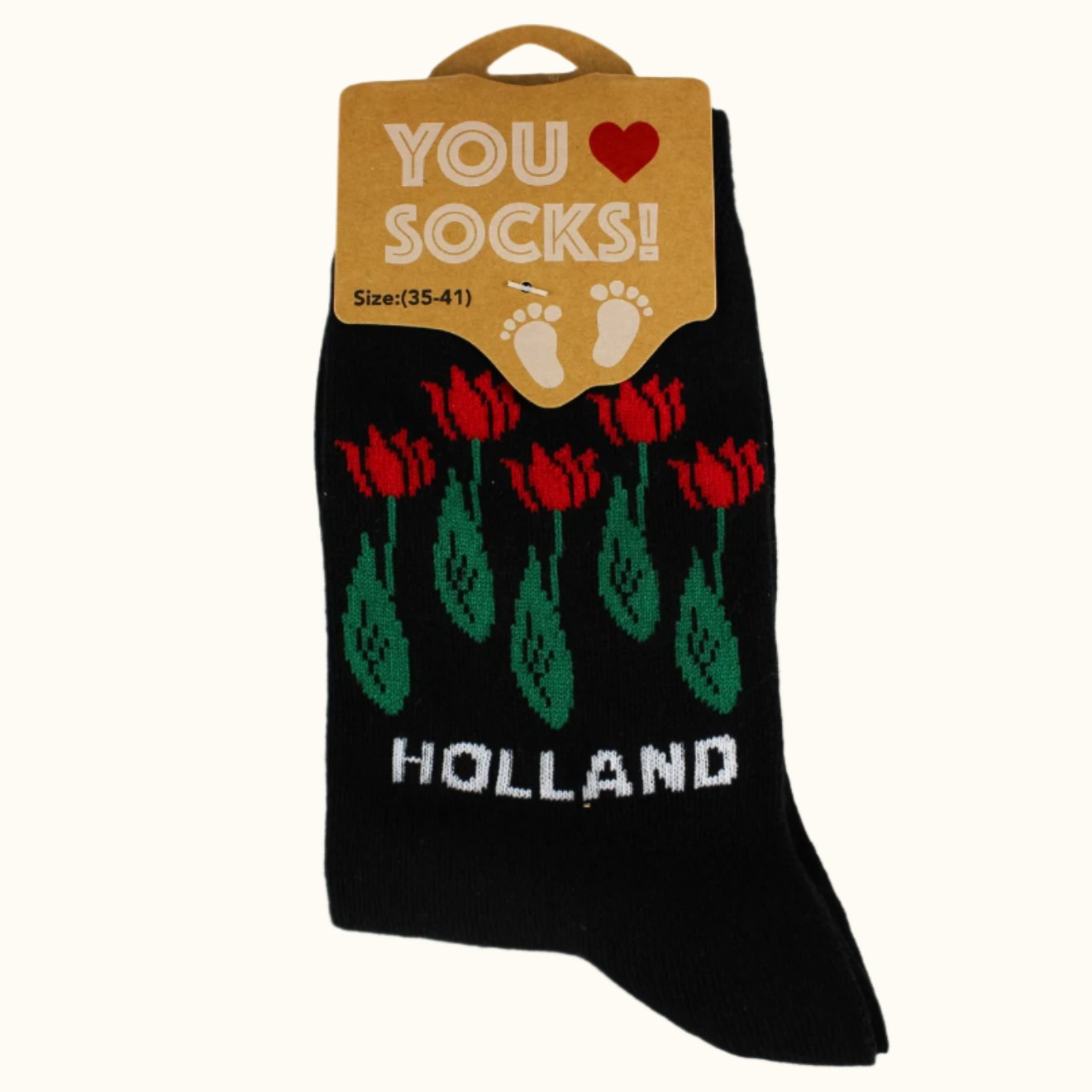 Sock Black Tulips (35-41 EURO SIZE)