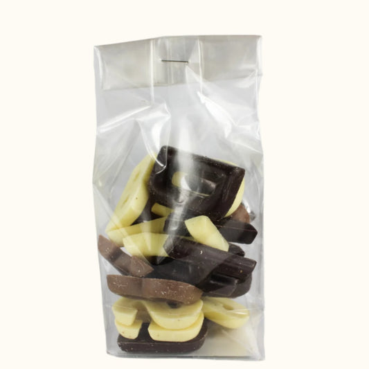 Chocolate Milk, Dark and White Bag Letters 125g