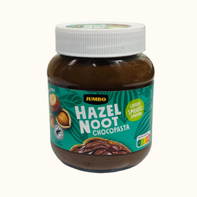 A jar of Jumbo Hazel Nut Chocopasta chocolate