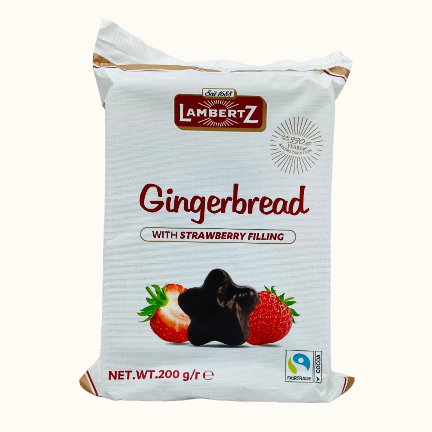 Lambertz Gingerbread with Strawberry Filling in Chocolate 200g