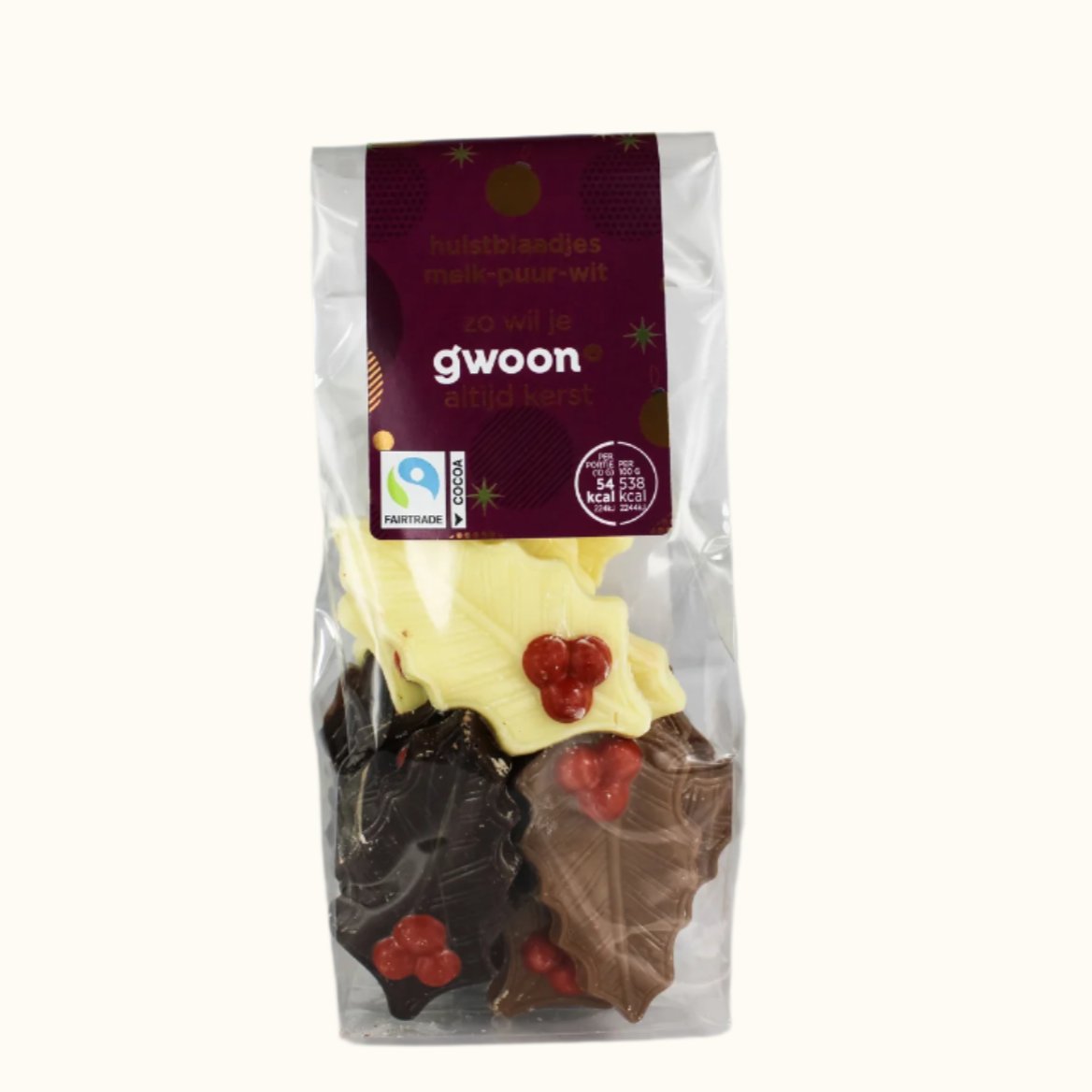 Gwoon Holly Leaves Milk, Dark and White Chocolate 150g